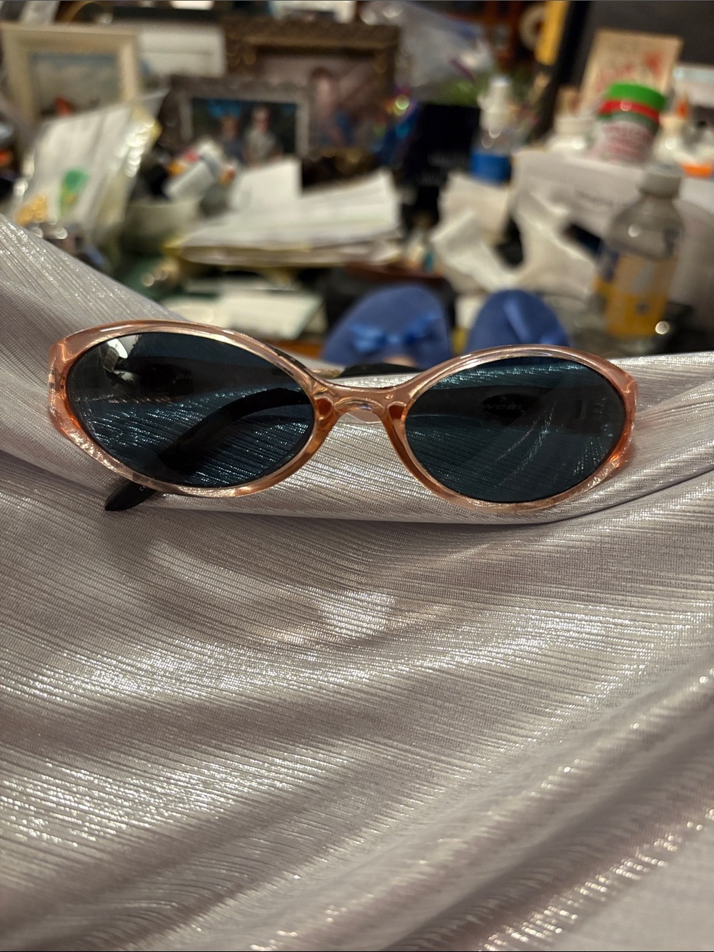 Women’s Oval Sunglasses in Rose Pink Frame with Dark Lenses-Angel beach glasses